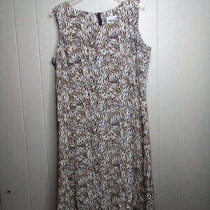 Studio I Sleeveless Dress 14 Animal Print Brown Black